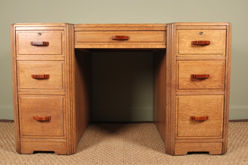 Art Deco Light Oak Desk