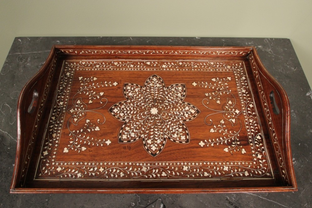A Fine Inlaid Bone & Ebony Tray
