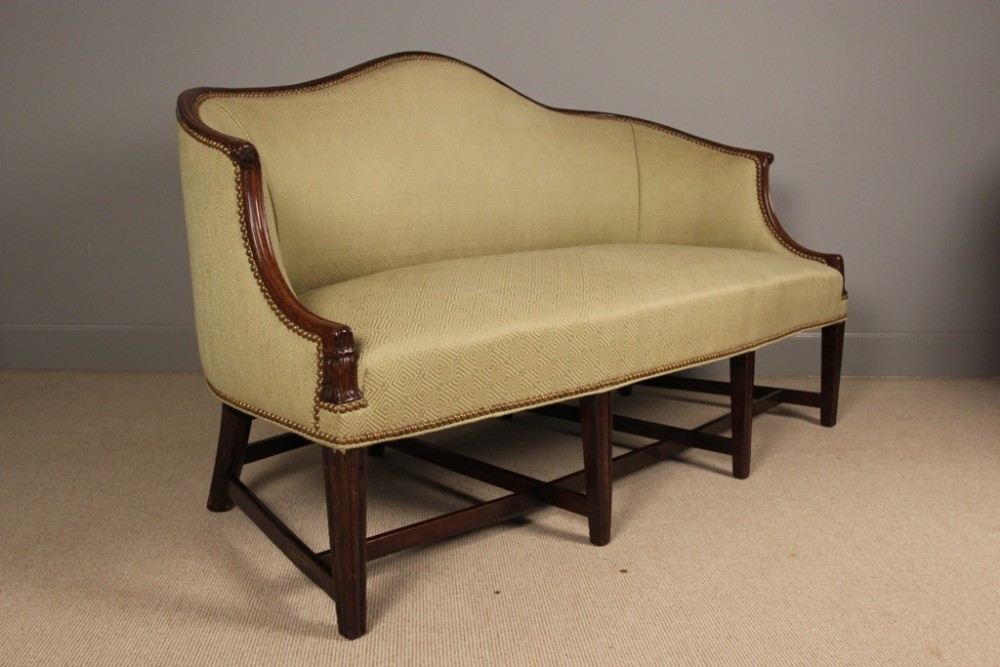 Small 19th C. Camel Back Mahogany Sofa