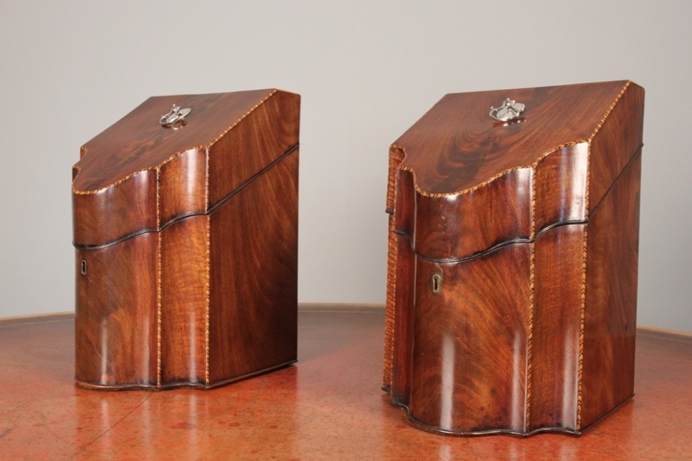 A Pair George III Mahogany Knife Boxes