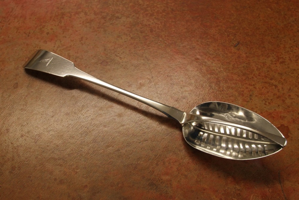 A Irish Solid Silver Straining Spoon