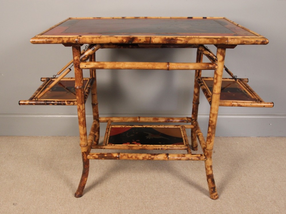 19th C Bamboo Japanned Tiered Table