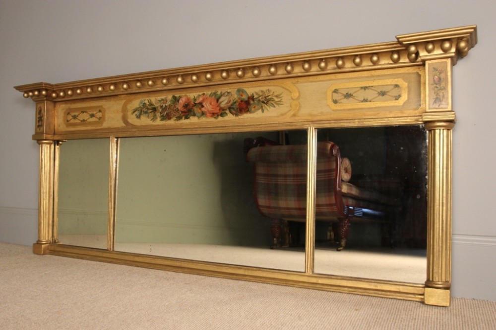 Beautiful Regency Giltwood Triple Plate Mirror