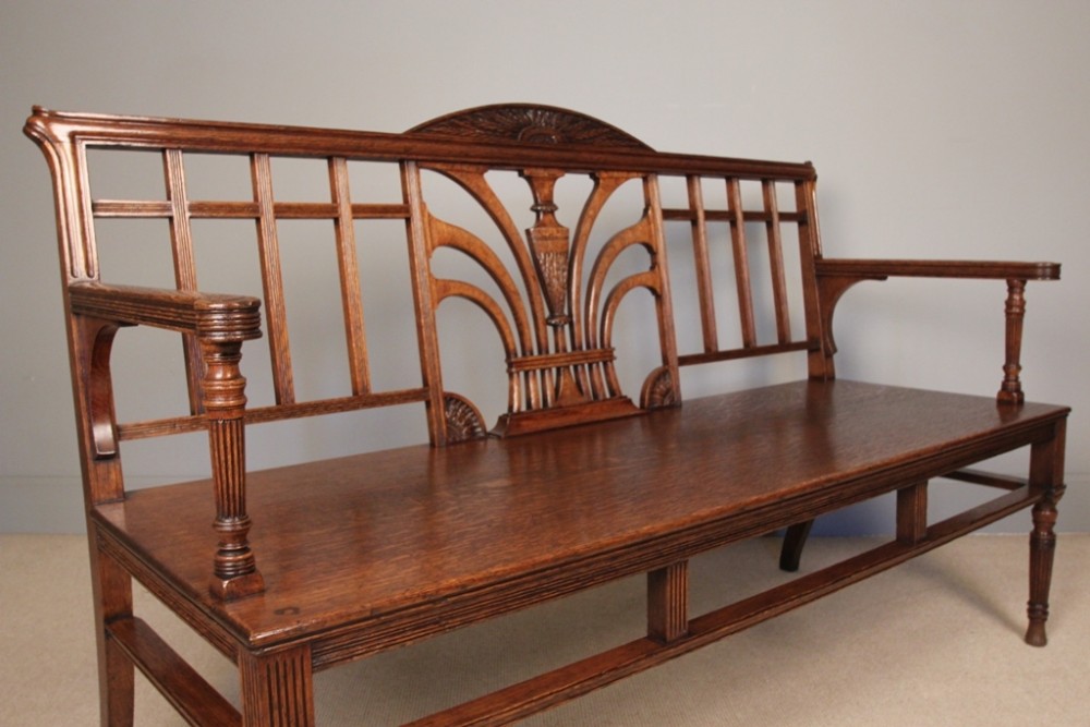 Fine 19th C. Oak Hall Bench