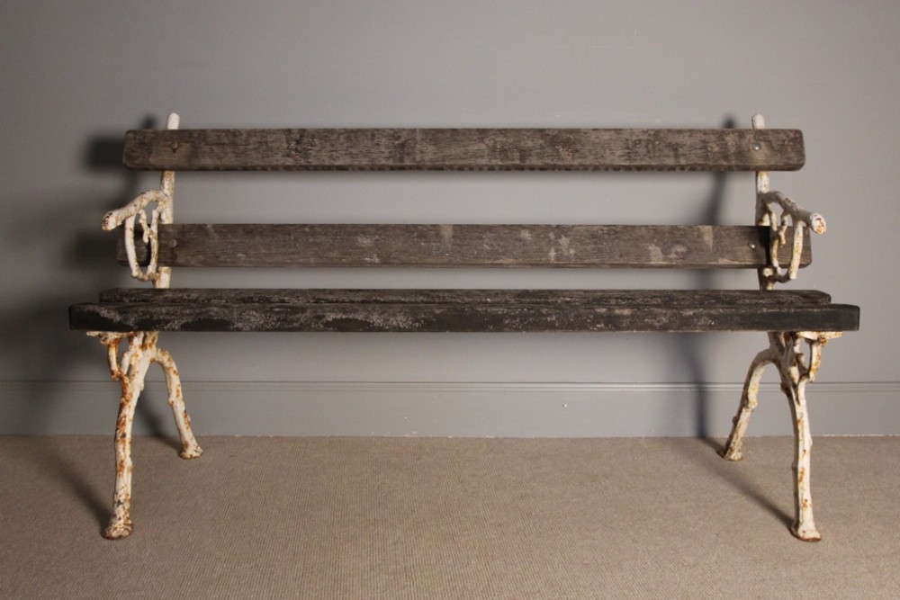 19th C. Cast Iron & Oak Garden Bench