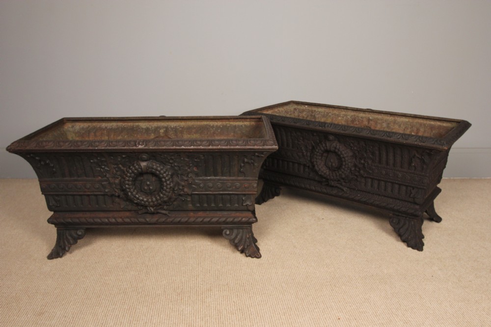 A True Pair of Regency Cast Iron Planters