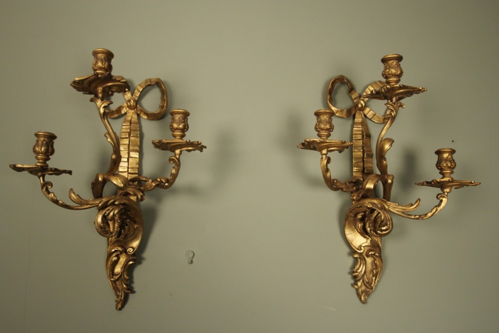 A Pair of Gilt Candle Wall Sconces