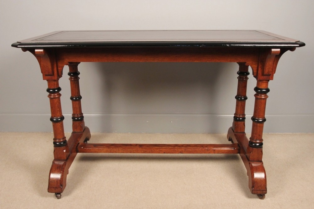 A 19th C. Pugin Oak Library Writing Table