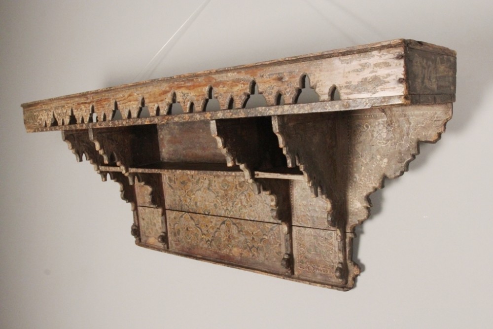 Magical Hand Painted 19th Century Rajasthan Wall Shelf
