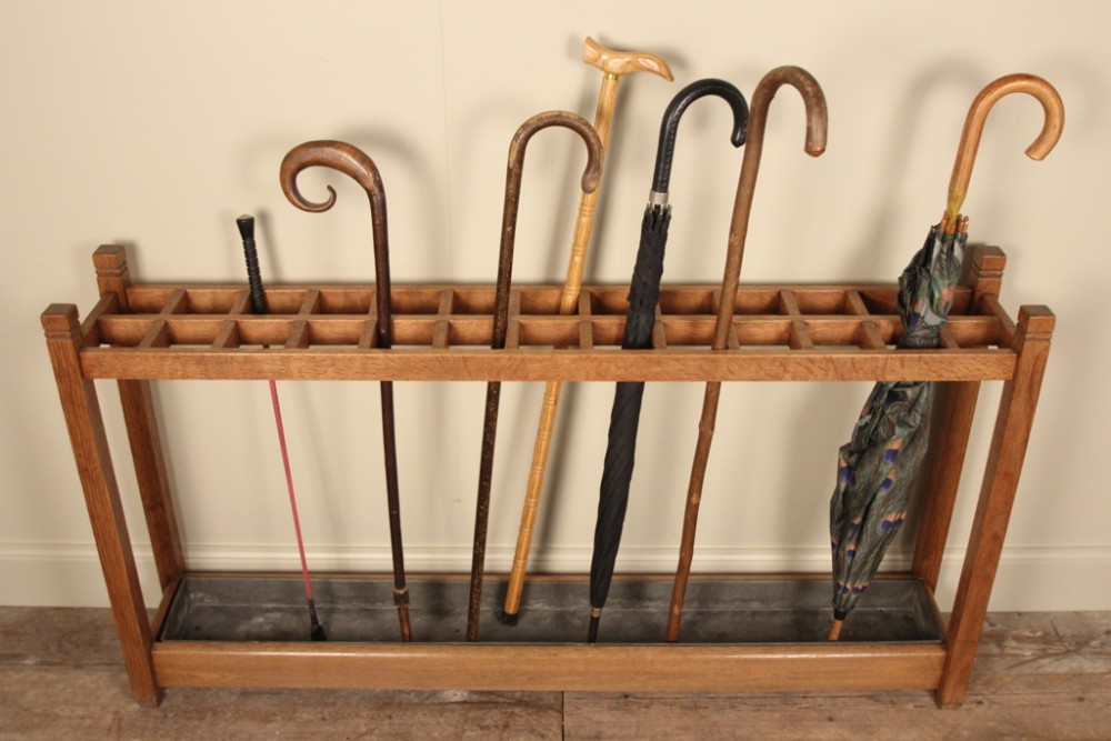19th C. Long Oak Umbrella & Stick Stand