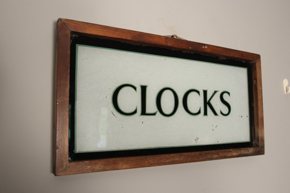 19th Century Glass Clock Sign