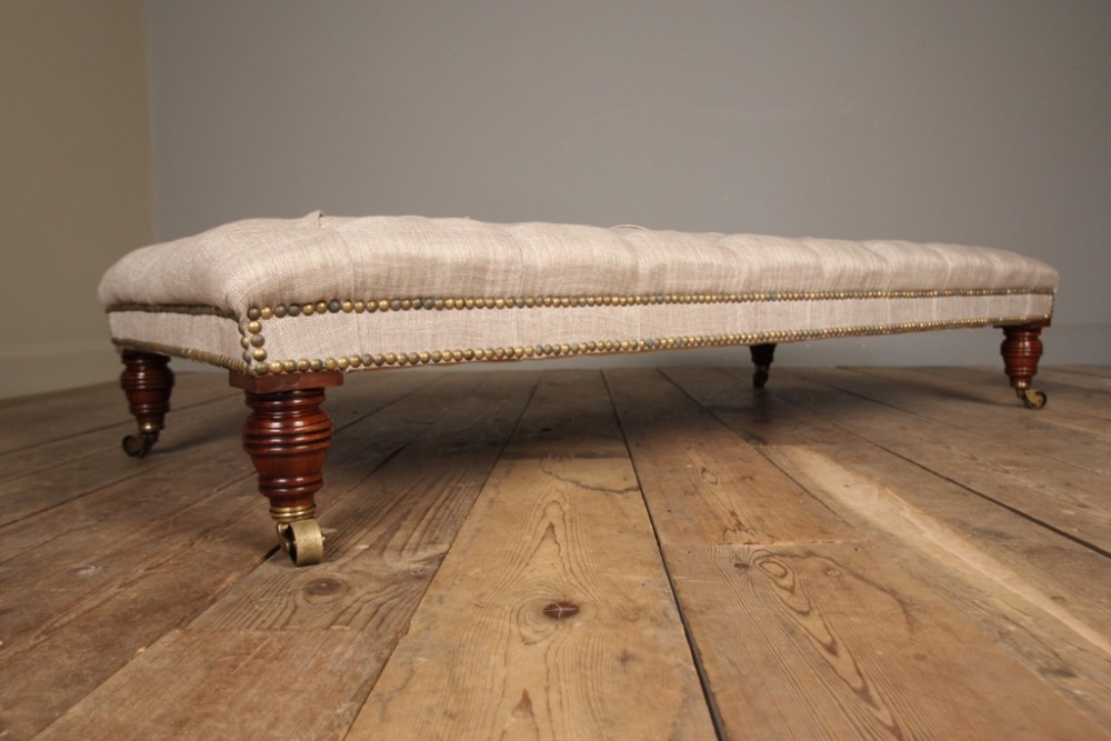 Superb Mahogany Upholstered Centre Stool 