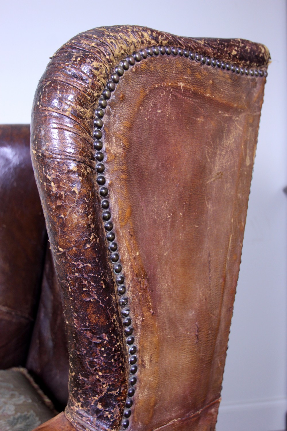 Superb 19th C. Leather Wing Chair View VIII