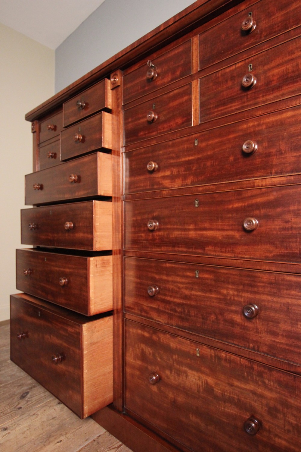 Superb 19th Century Mahogany Double Wellington Chest View IV