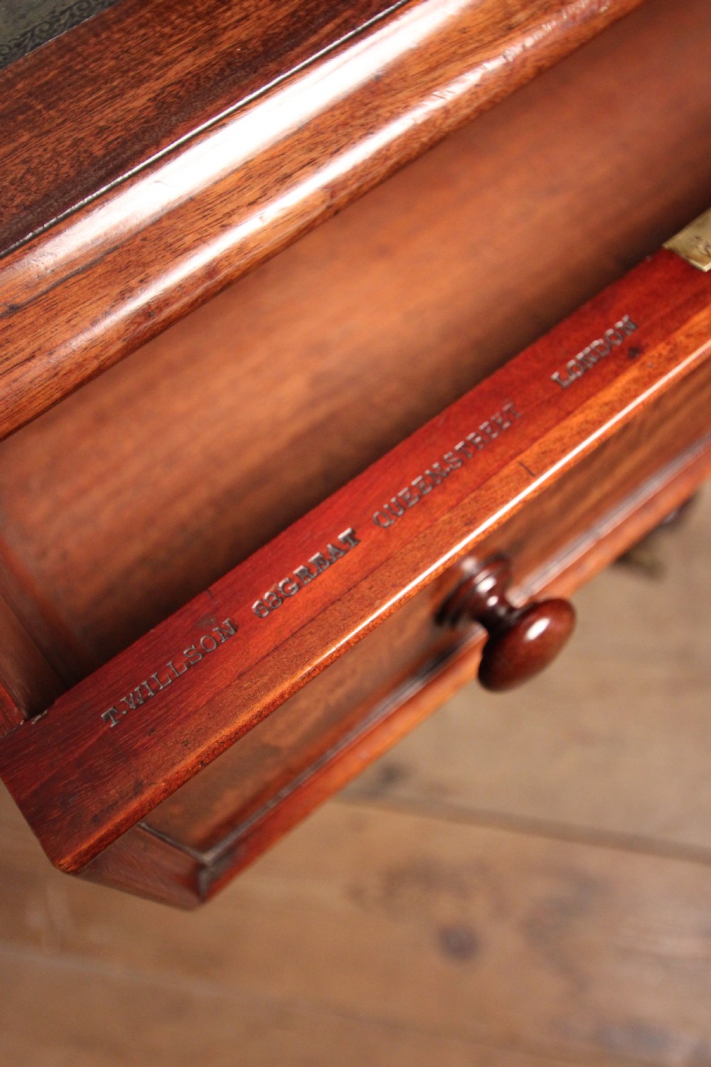 T. Willson 19th Century Mahogany Library Writing Table  View VIII
