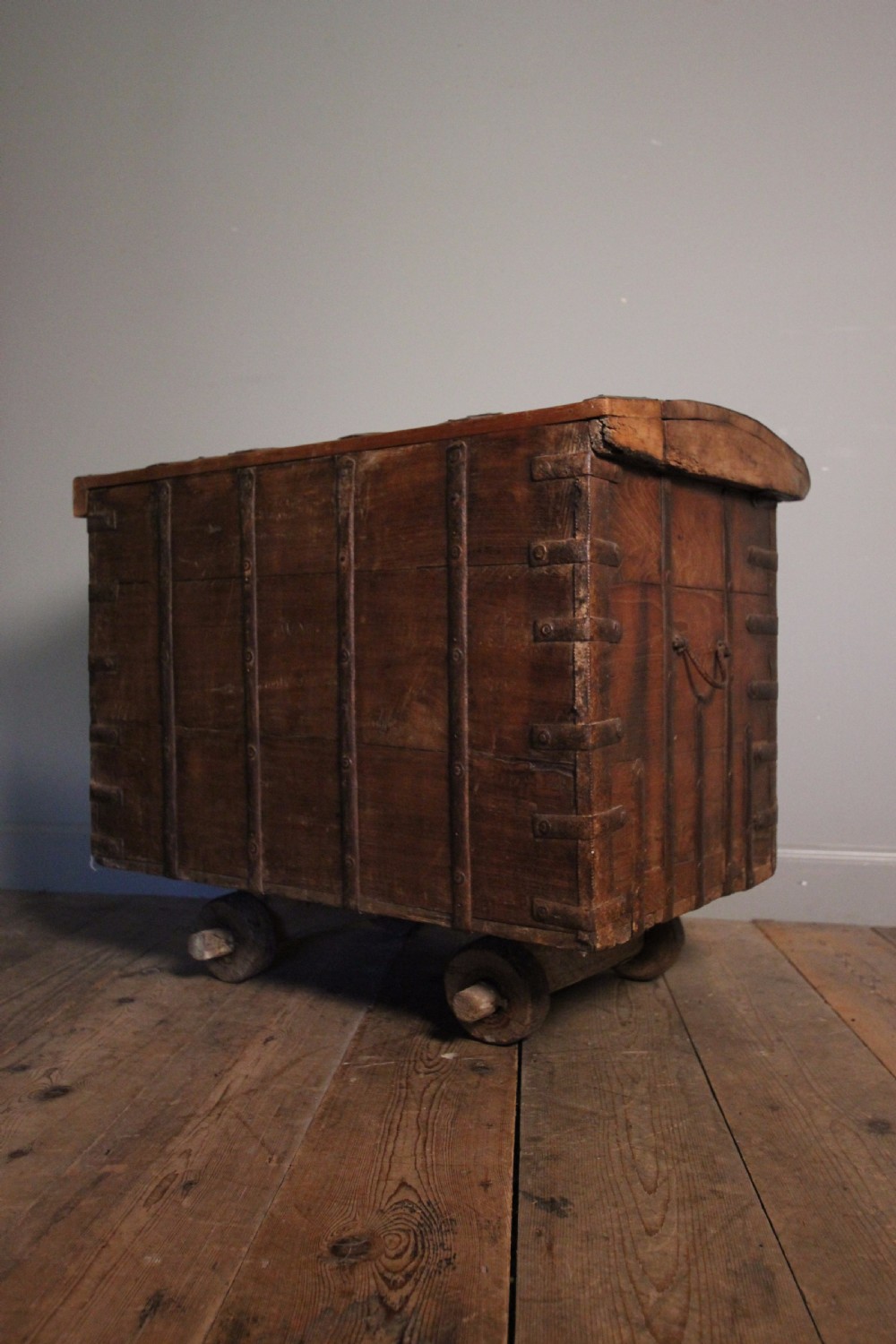 19th Century solid Teak & Iron Banded Trunk View IX