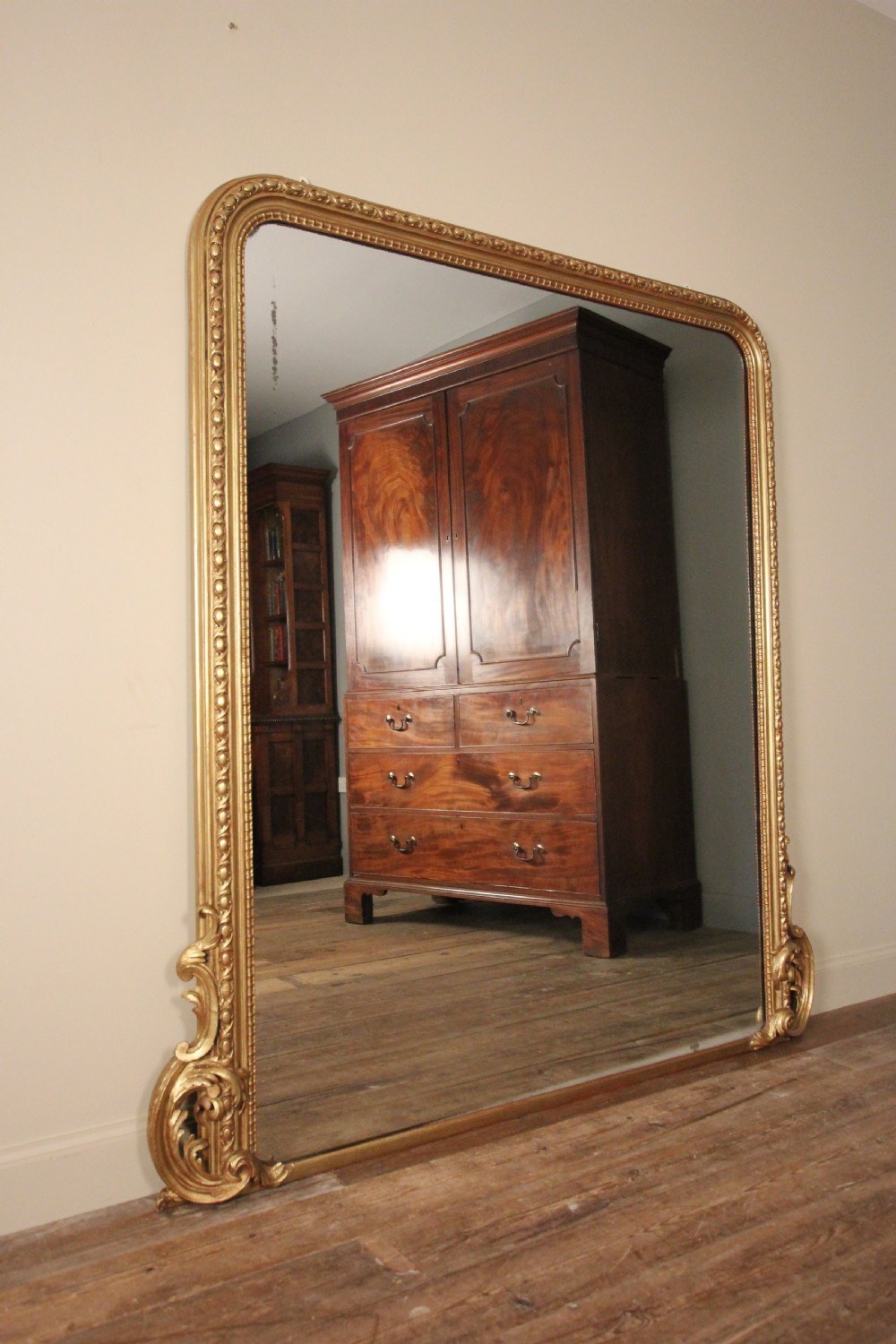 Large 19th C. Giltwood Overmantle Mirror