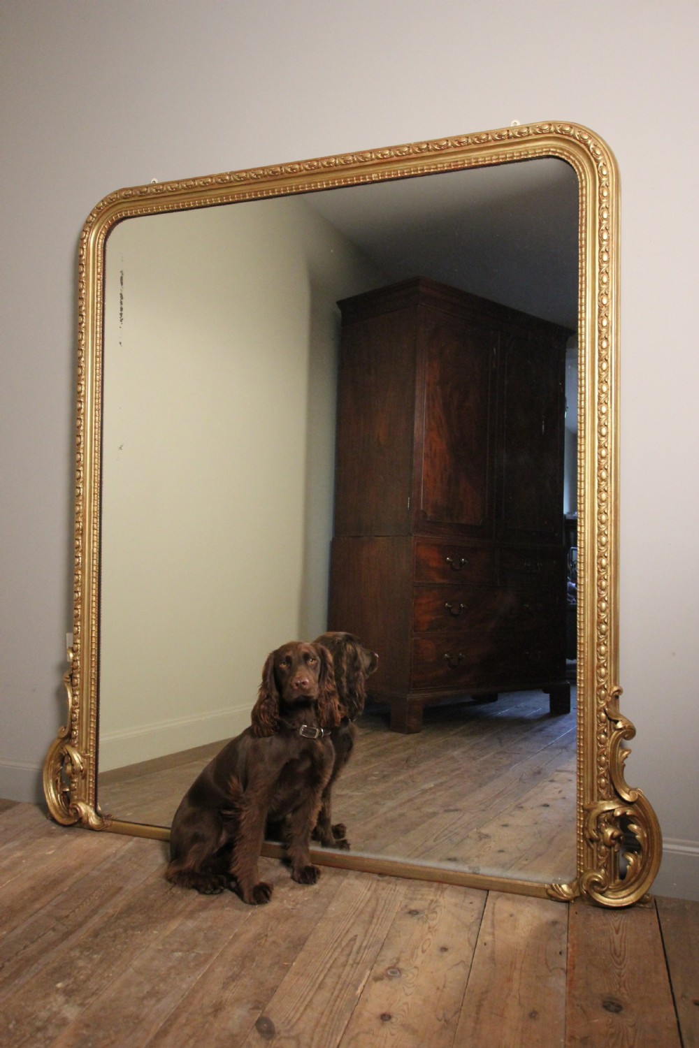 Large 19th C. Giltwood Overmantle Mirror View II