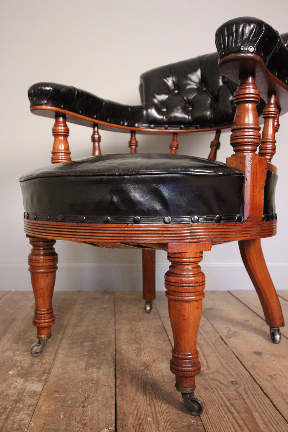 19th C Leather Library  Desk Chair View II