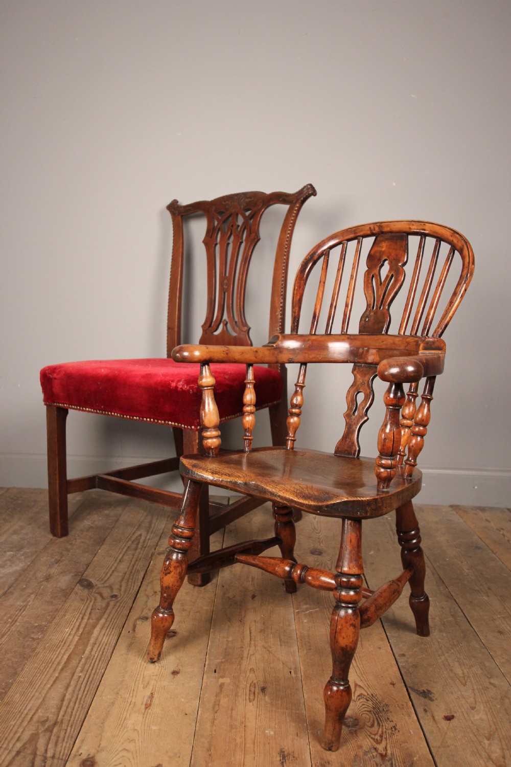 Rare Yew Broad Arm Childs Windsor Chair View V