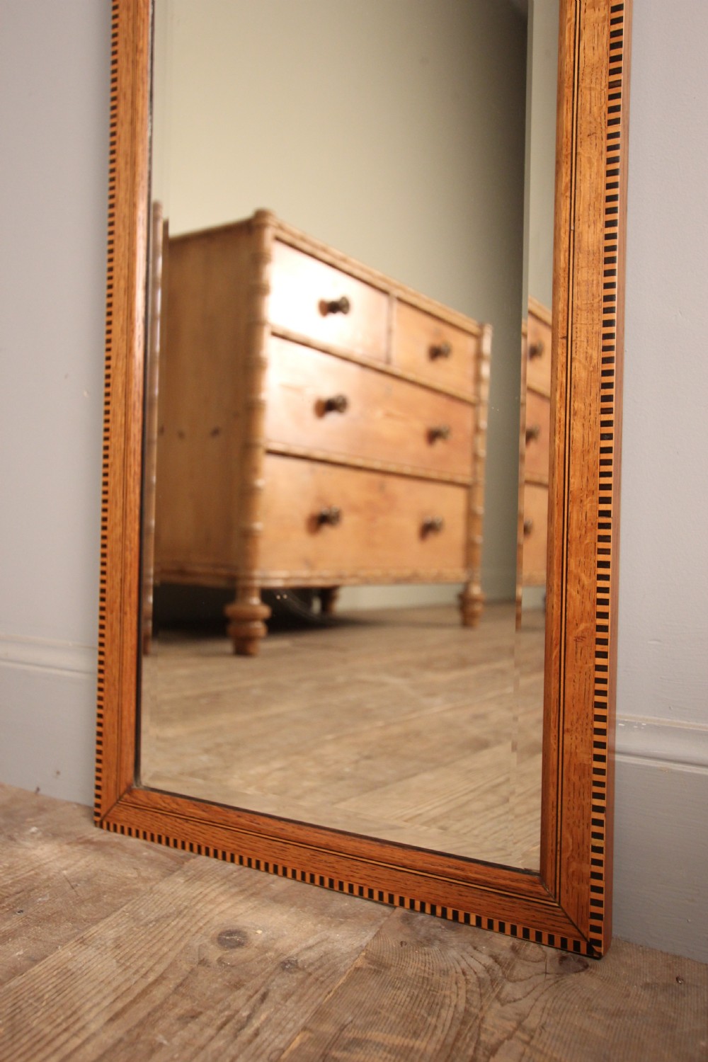 Edwardian Oak Inlaid Dressing Mirror View V