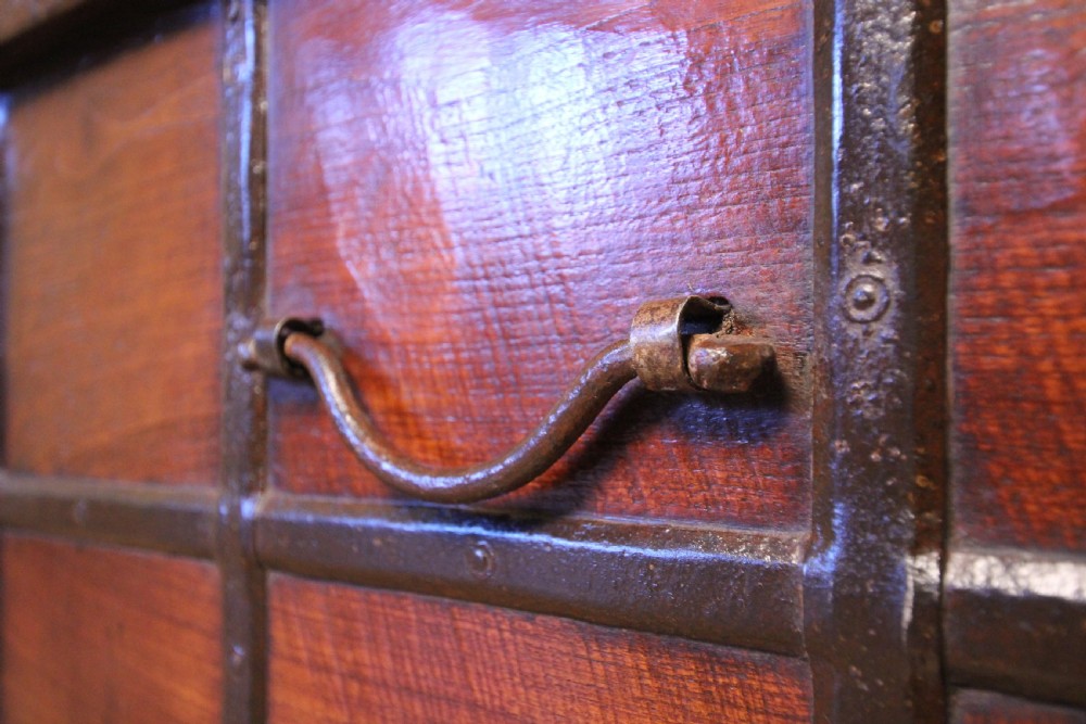 19th Century solid Teak & Iron banded trunk  View VII