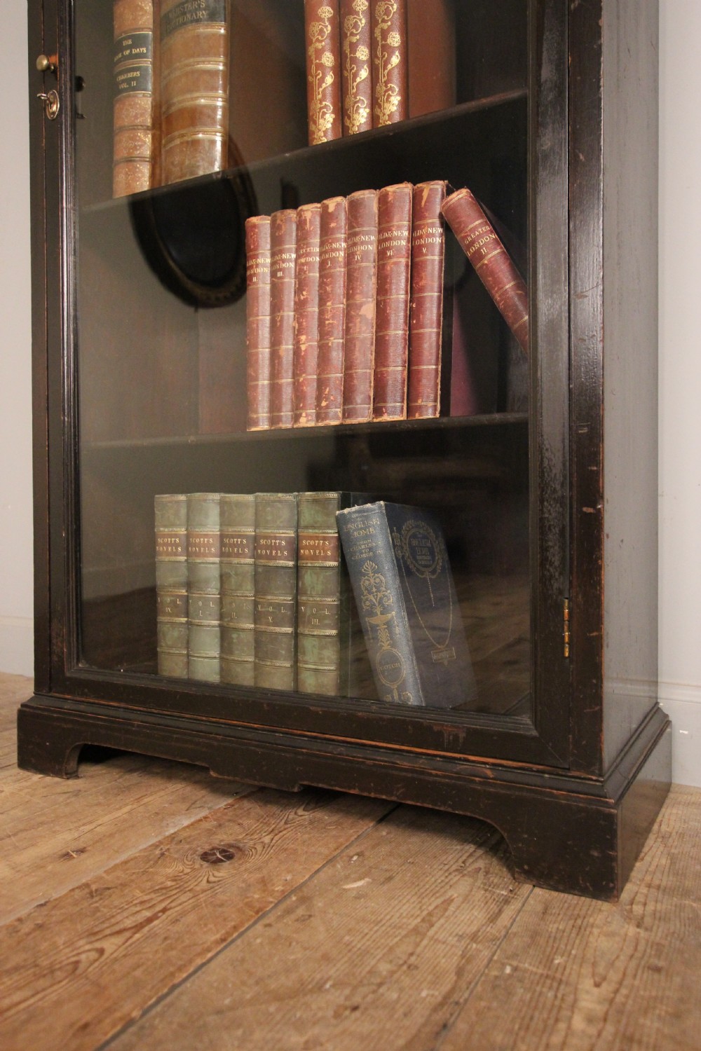 19th C. Ebonised Glazed Bookcase Cabinet View IV