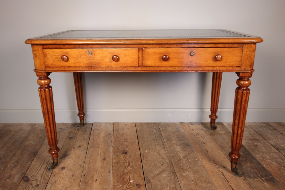 19th C Oak Library Writing Table View VIII