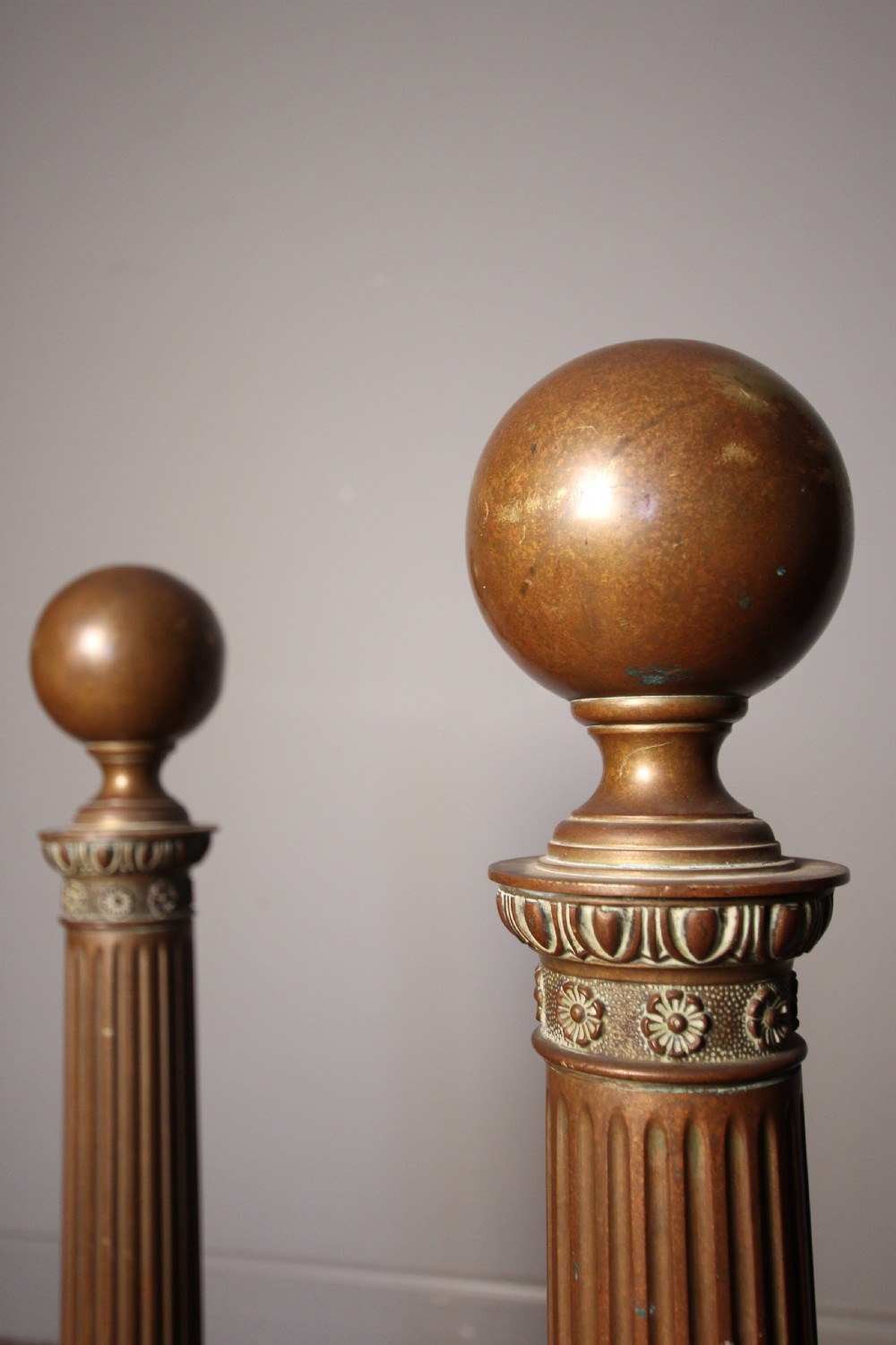 A Superb Pair of Large Country House Brass Andirons View IV