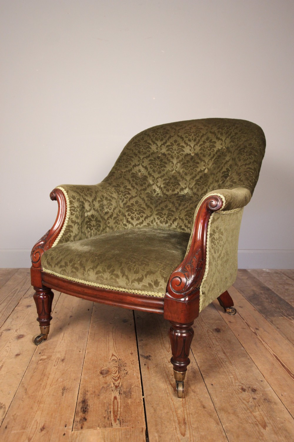 Beautiful Mahogany Upholstered Armchair View II