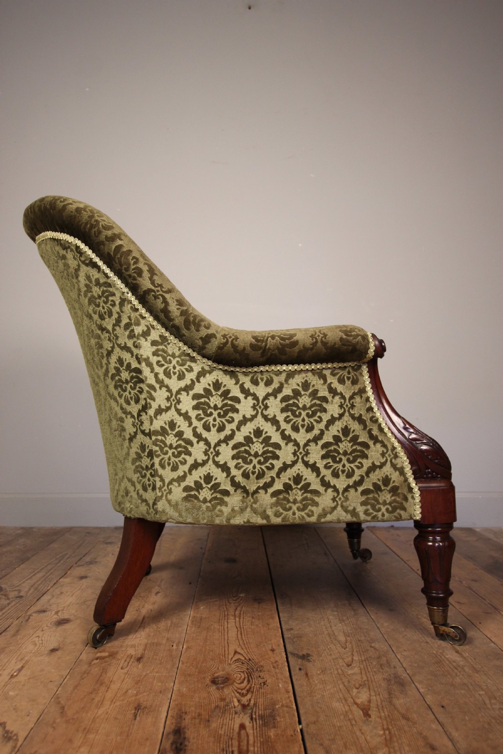 Beautiful Mahogany Upholstered Armchair View IV