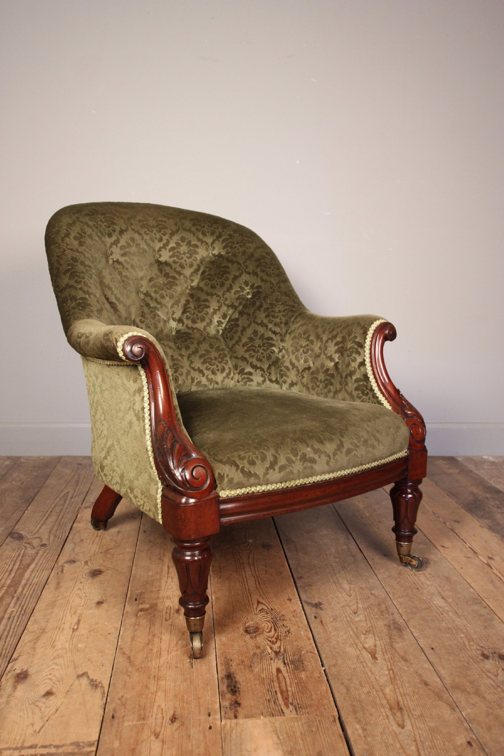 Beautiful Mahogany Upholstered Armchair View VIII