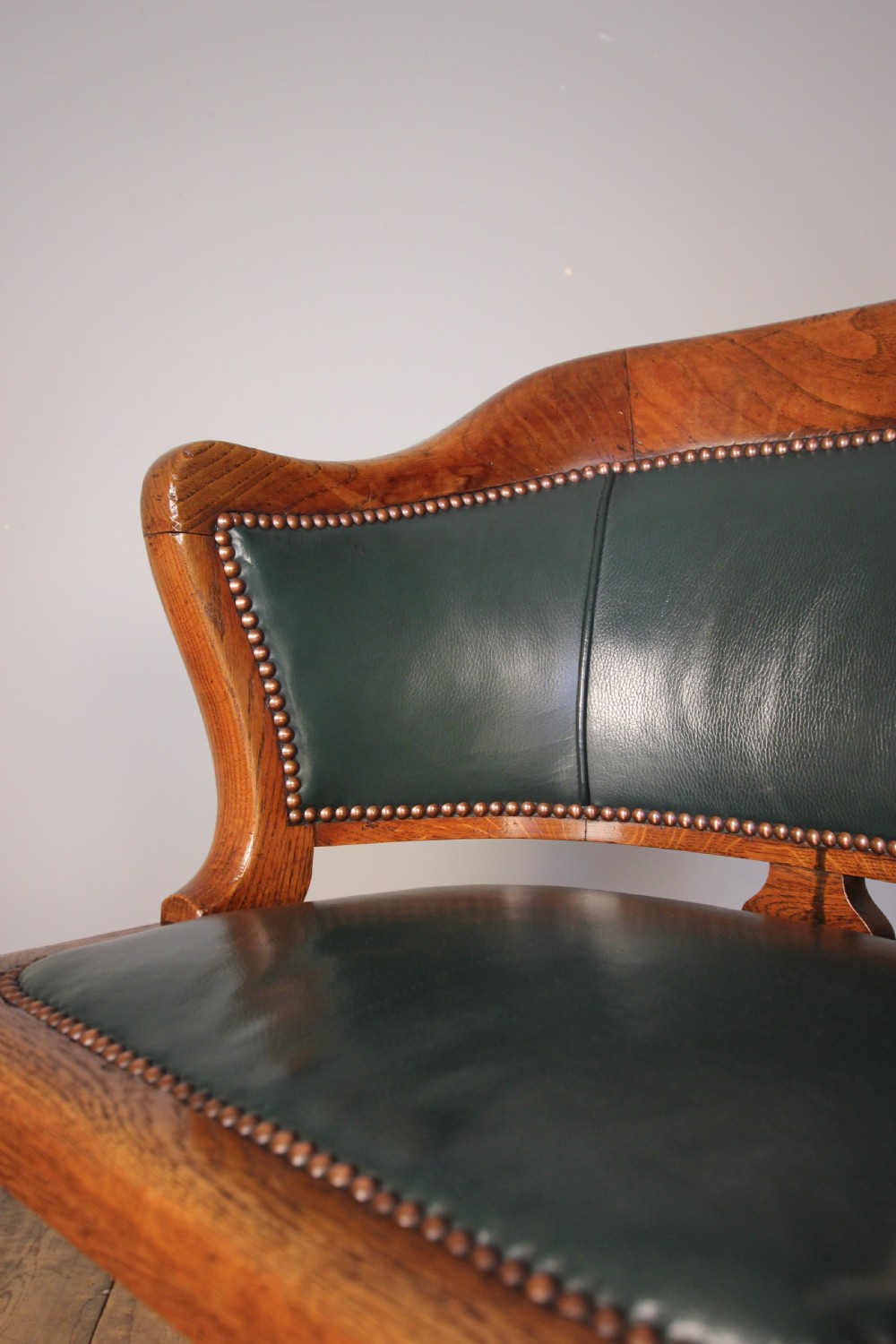 Edwardian Oak Swivel Leather Desk Office Chair View V