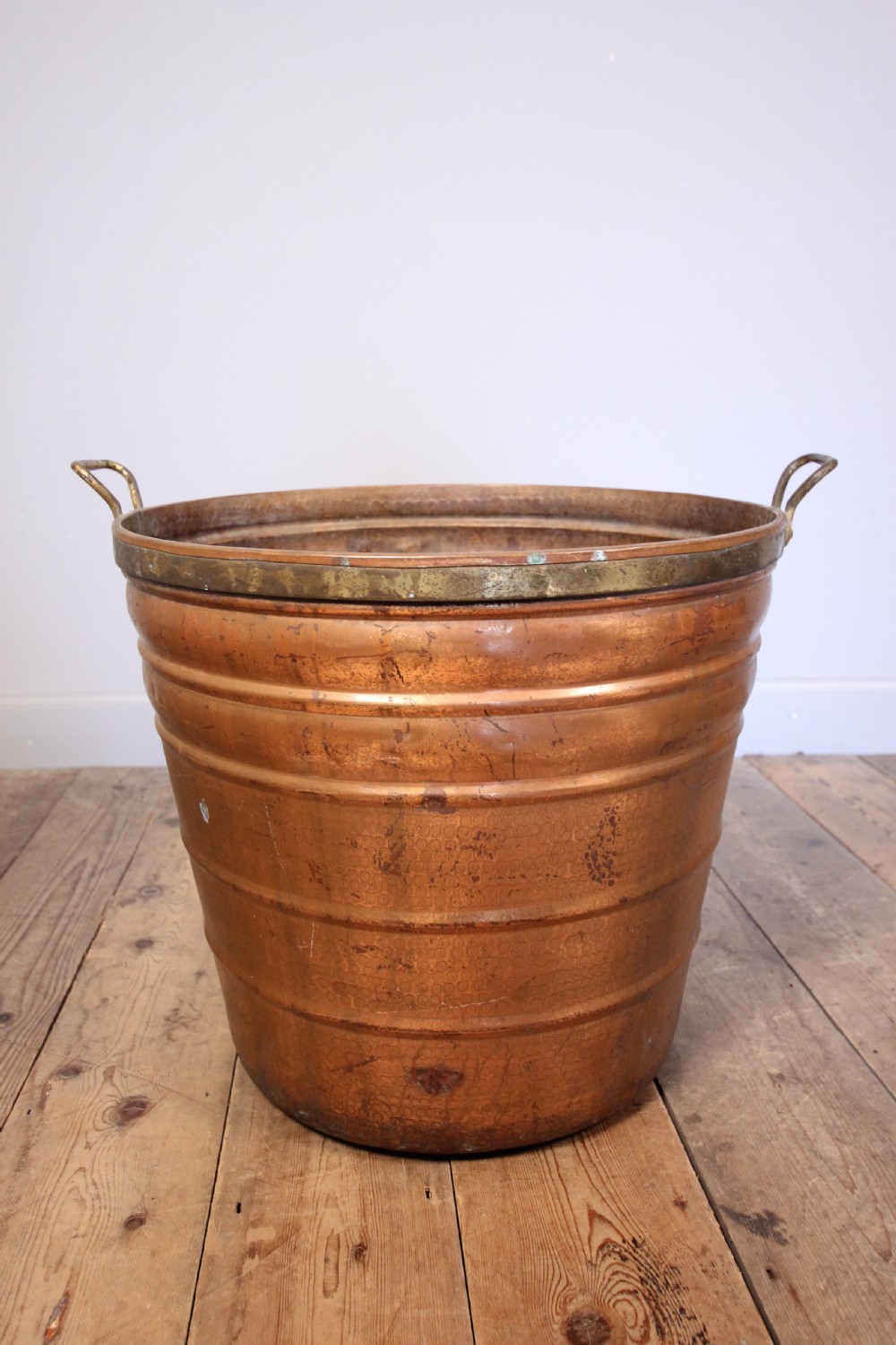 Unusual Embossed Copper Log Bin
