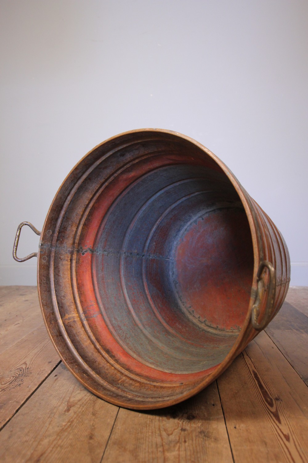 Unusual Embossed Copper Log Bin View III