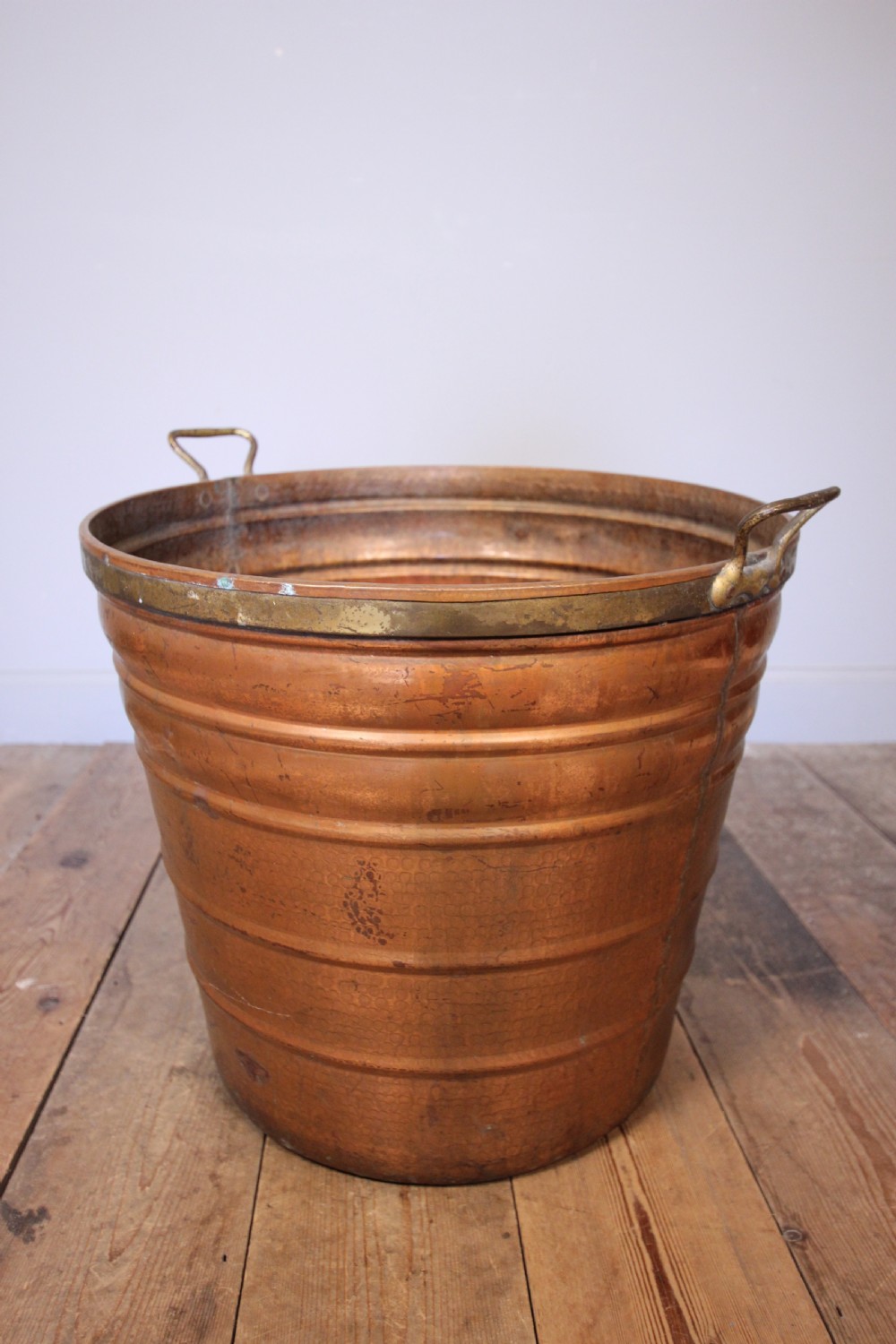 Unusual Embossed Copper Log Bin View IV