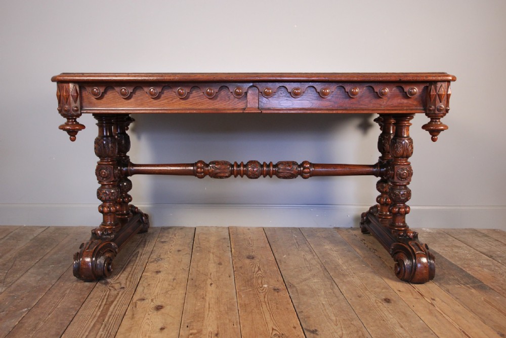 Superb Oak Library Centre Table in the manner of Richard Bridgens View II