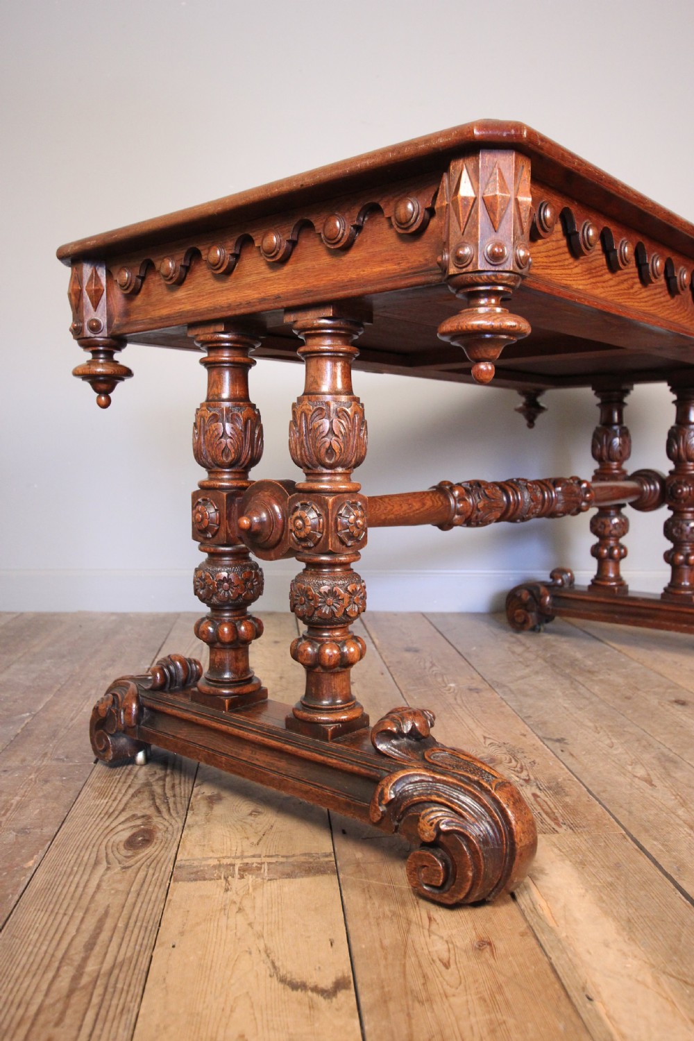 Superb Oak Library Centre Table in the manner of Richard Bridgens View IV