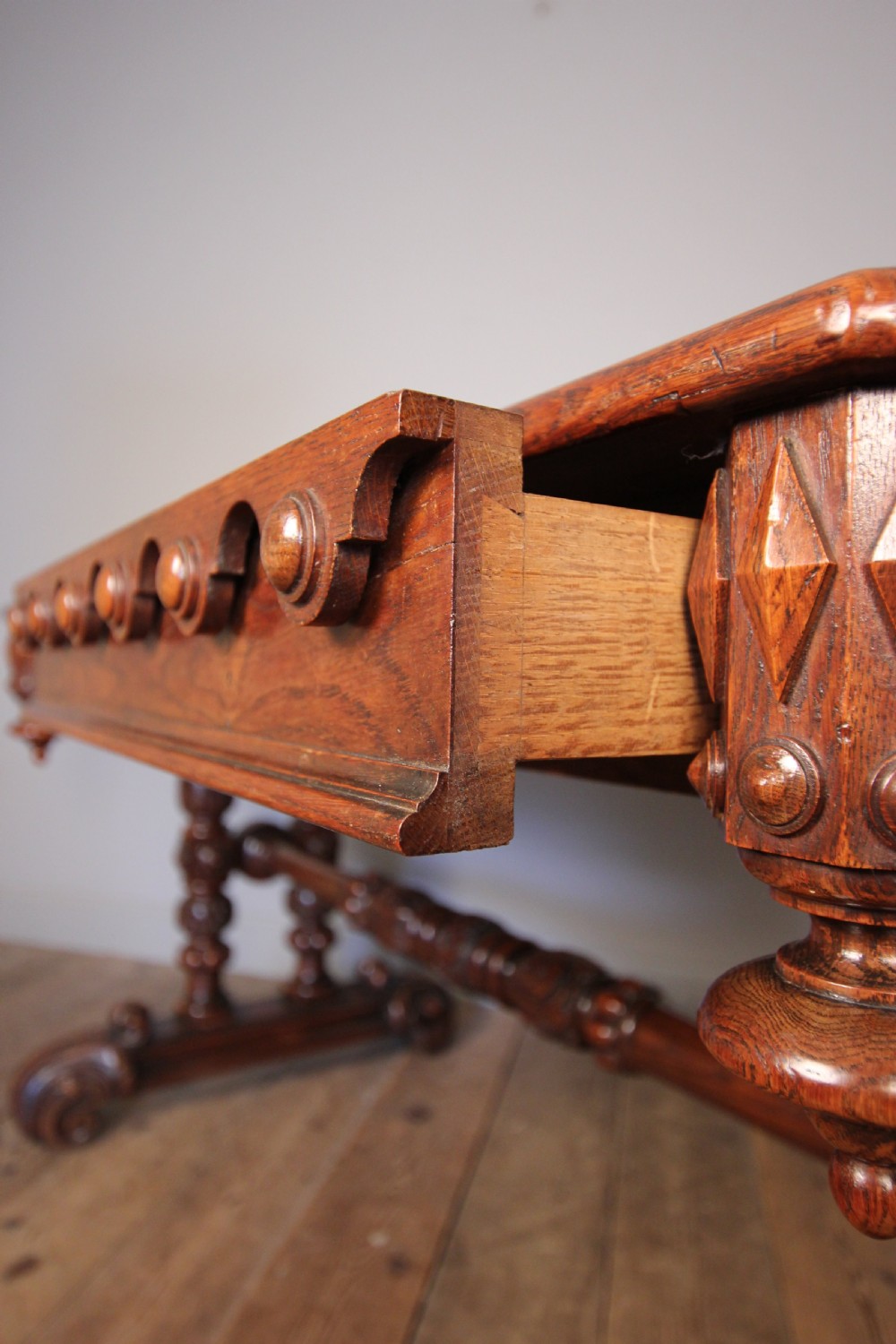Superb Oak Library Centre Table in the manner of Richard Bridgens View VI