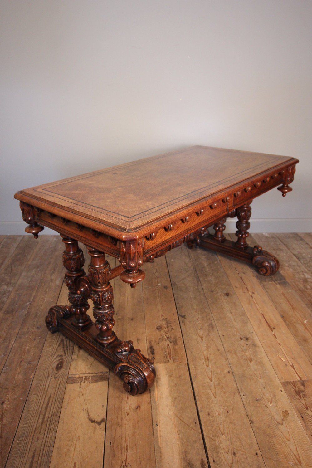 Superb Oak Library Centre Table in the manner of Richard Bridgens View IX