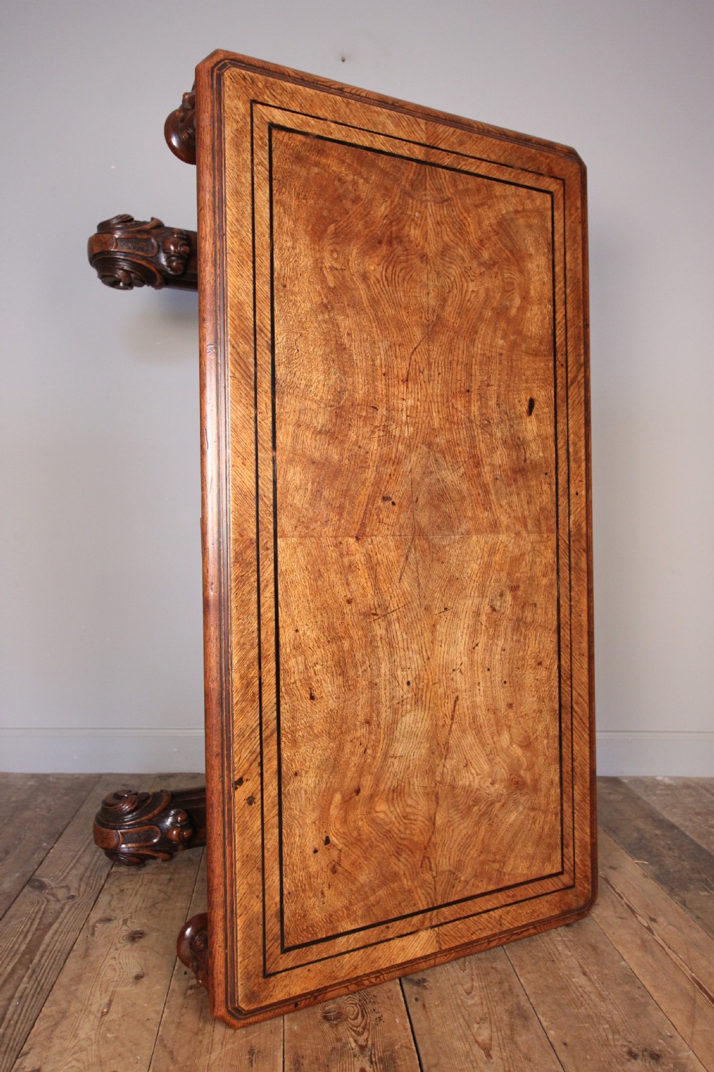 Superb Oak Library Centre Table in the manner of Richard Bridgens View XI