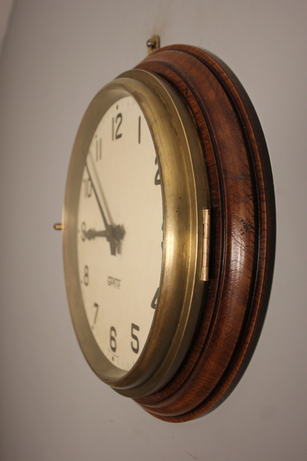 Stylish Gents Brass & Oak Dial Clock View III