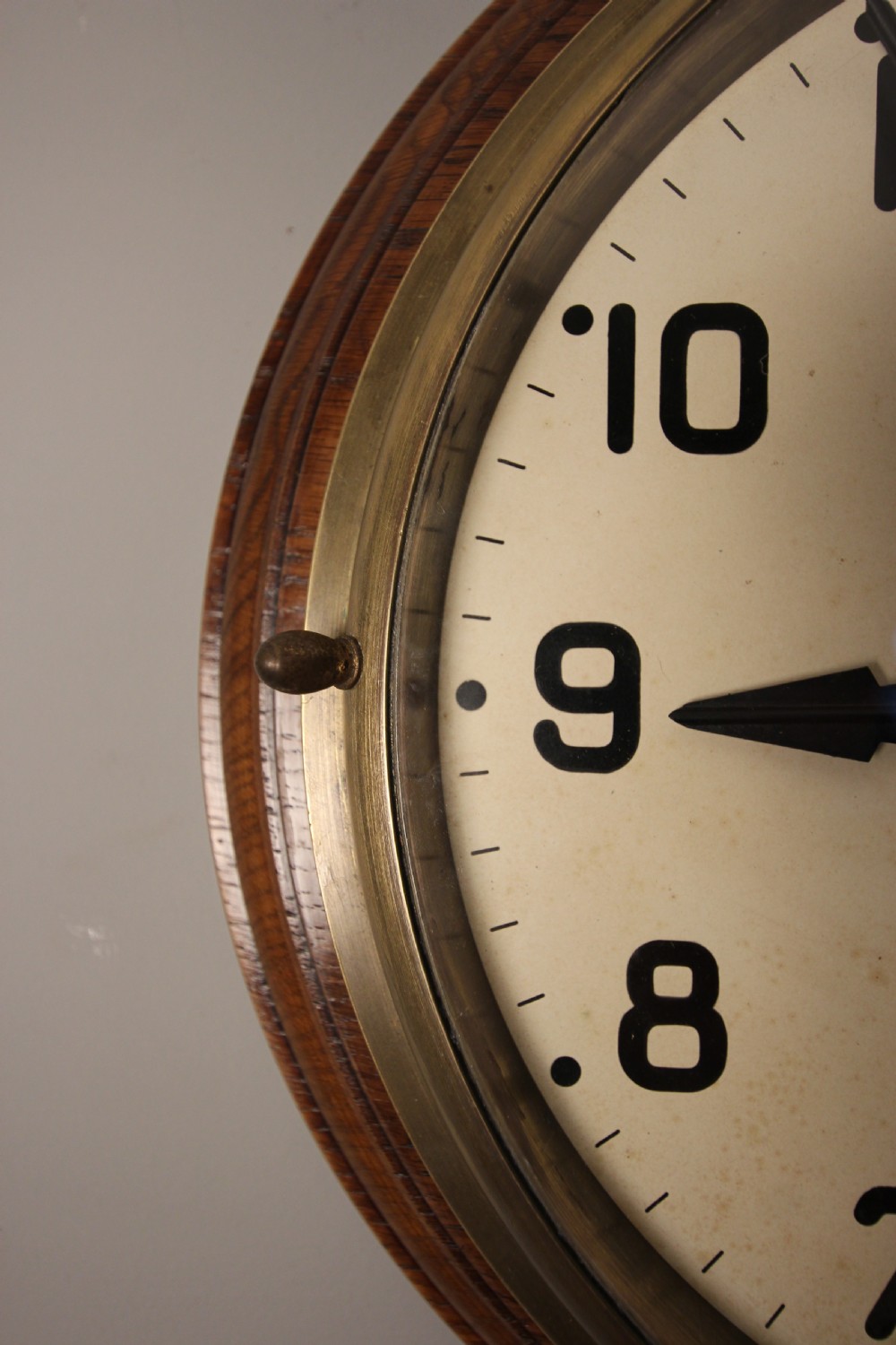 Stylish Gents Brass & Oak Dial Clock View IV