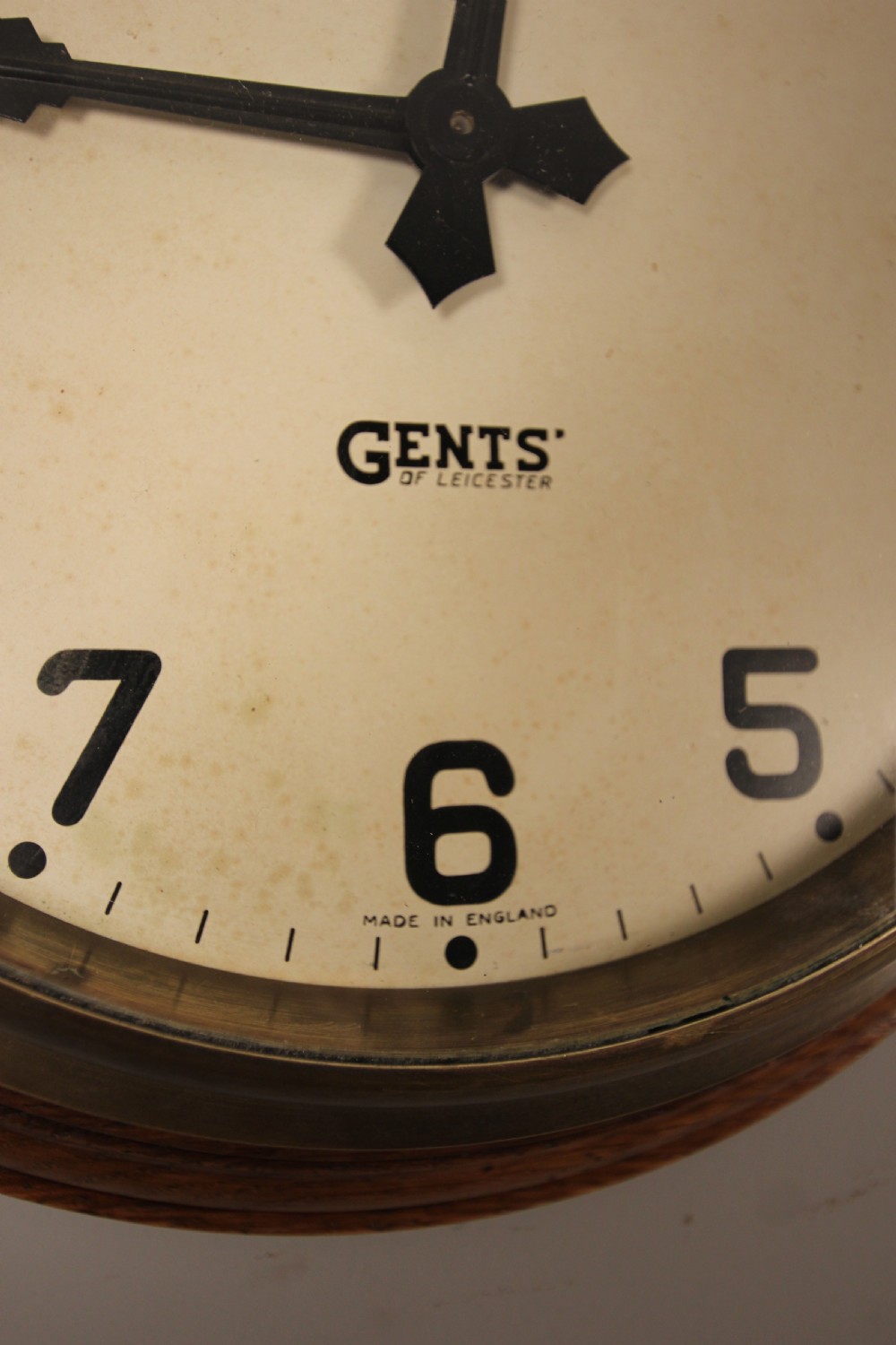 Stylish Gents Brass & Oak Dial Clock View VI