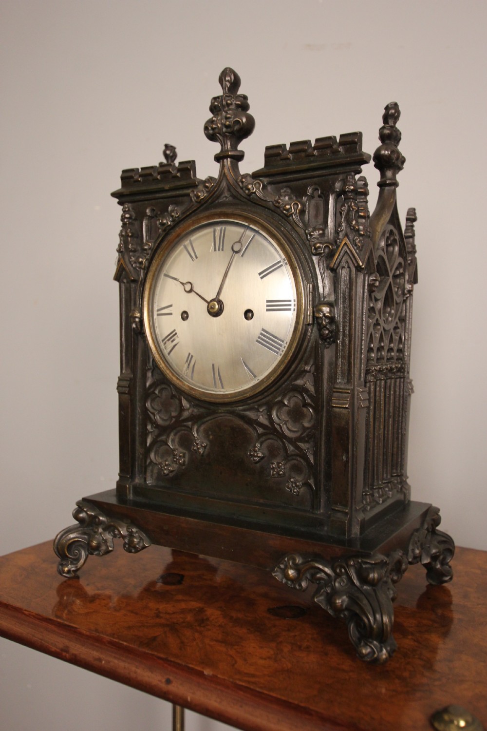 Superb 19th C Gothic Bracket Clock Double Fusee View II