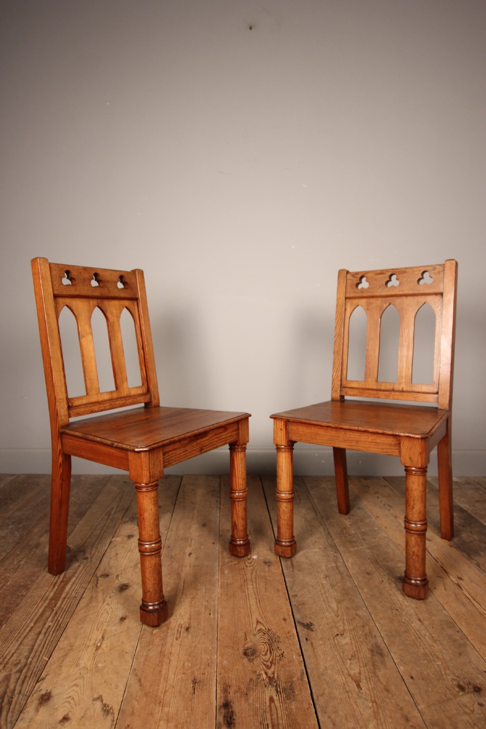 A Super Pair of Gothic Hall Chairs View II