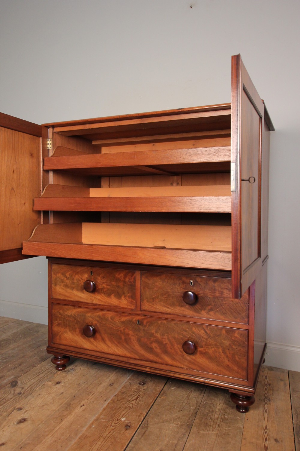Small 19th C. Mahogany Gentleman's Linen Press View III