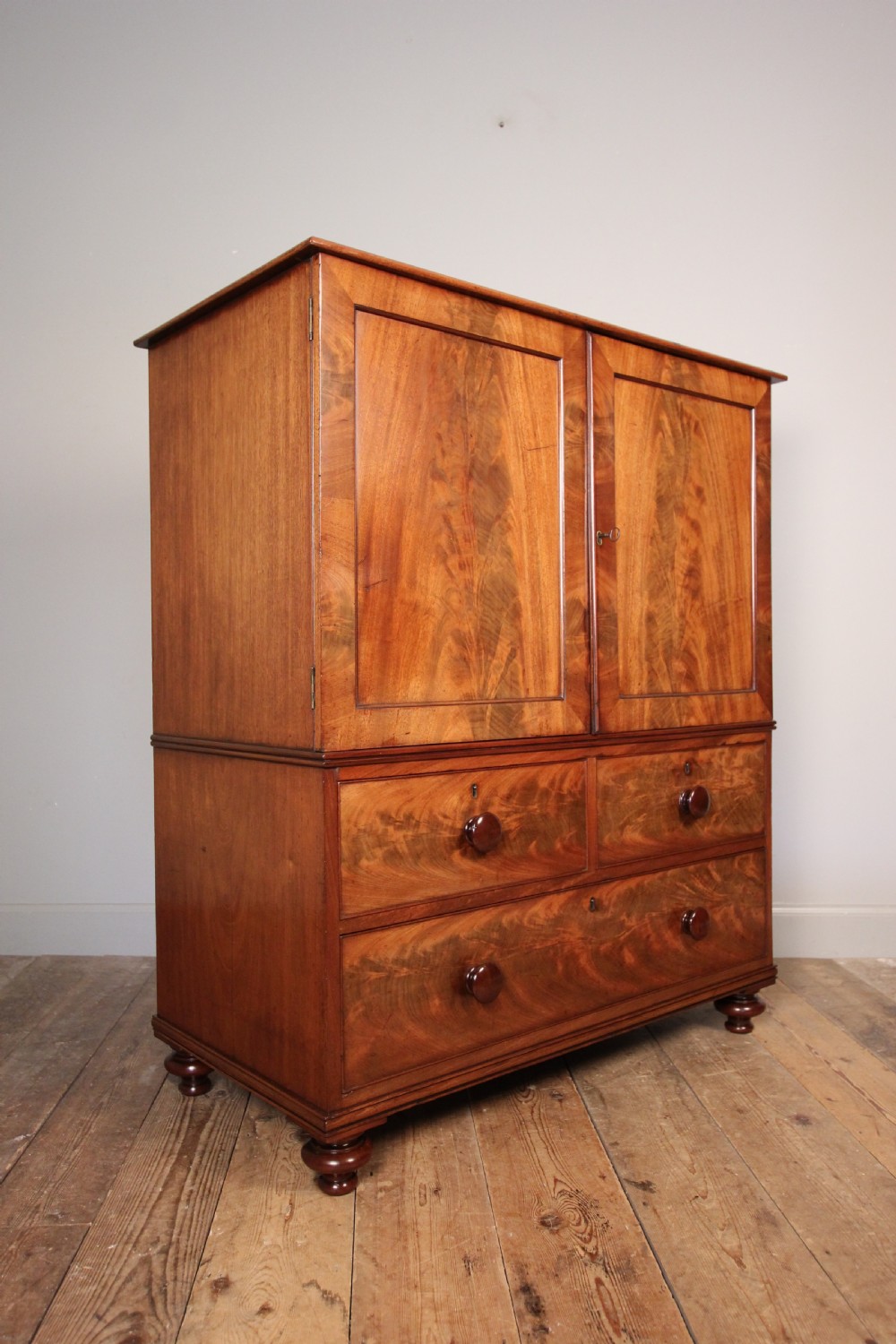 Small 19th C. Mahogany Gentleman's Linen Press View IV