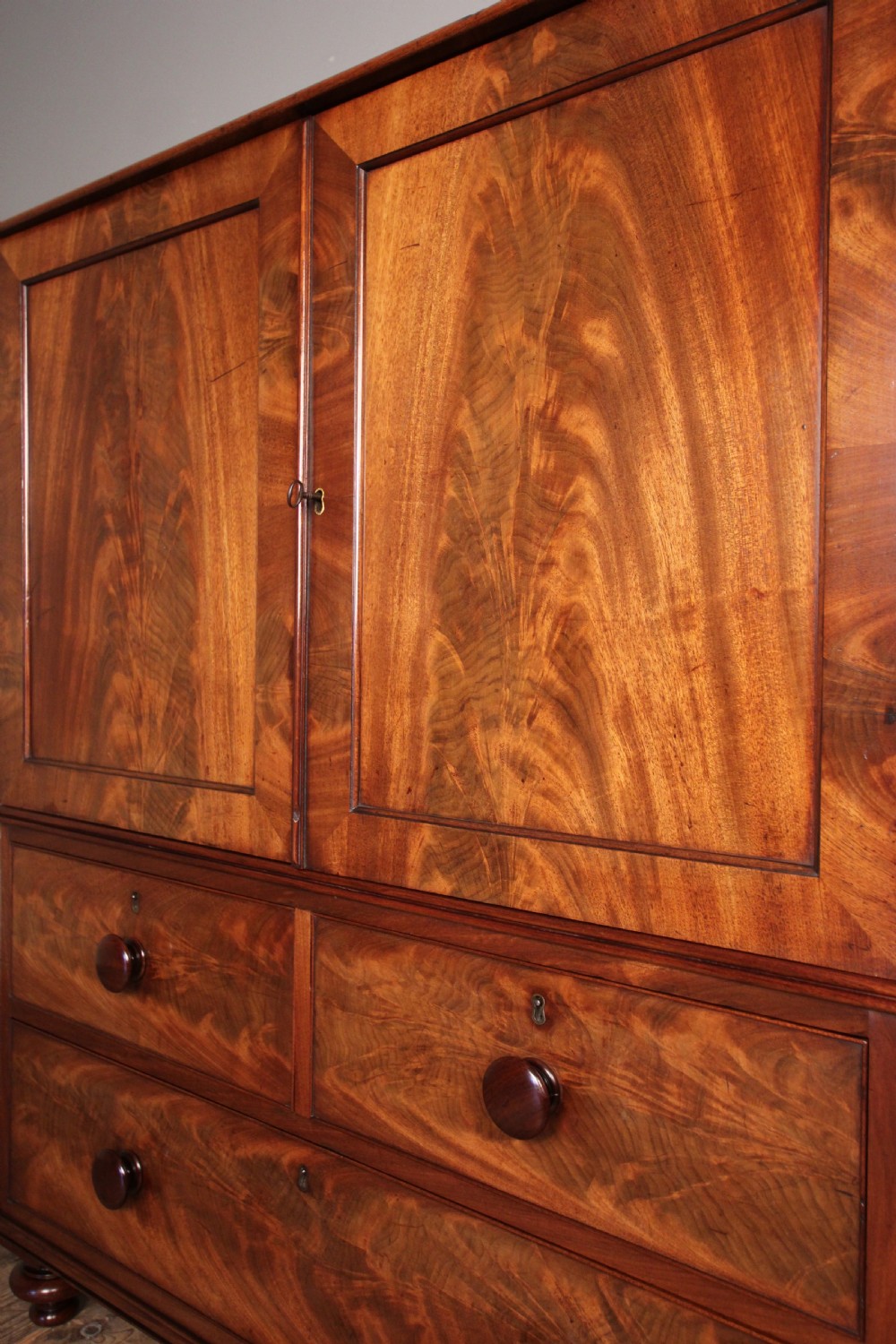 Small 19th C. Mahogany Gentleman's Linen Press View VI