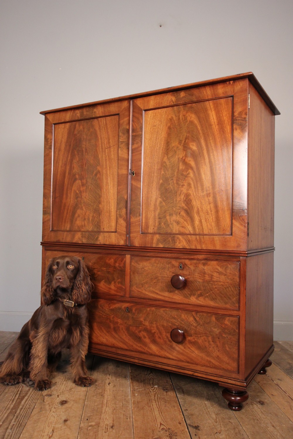 Small 19th C. Mahogany Gentleman's Linen Press View IX
